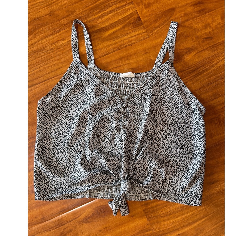 Sienna Sky Womens Small S Animal Print Tie Front Cami Top Boho Festival Light